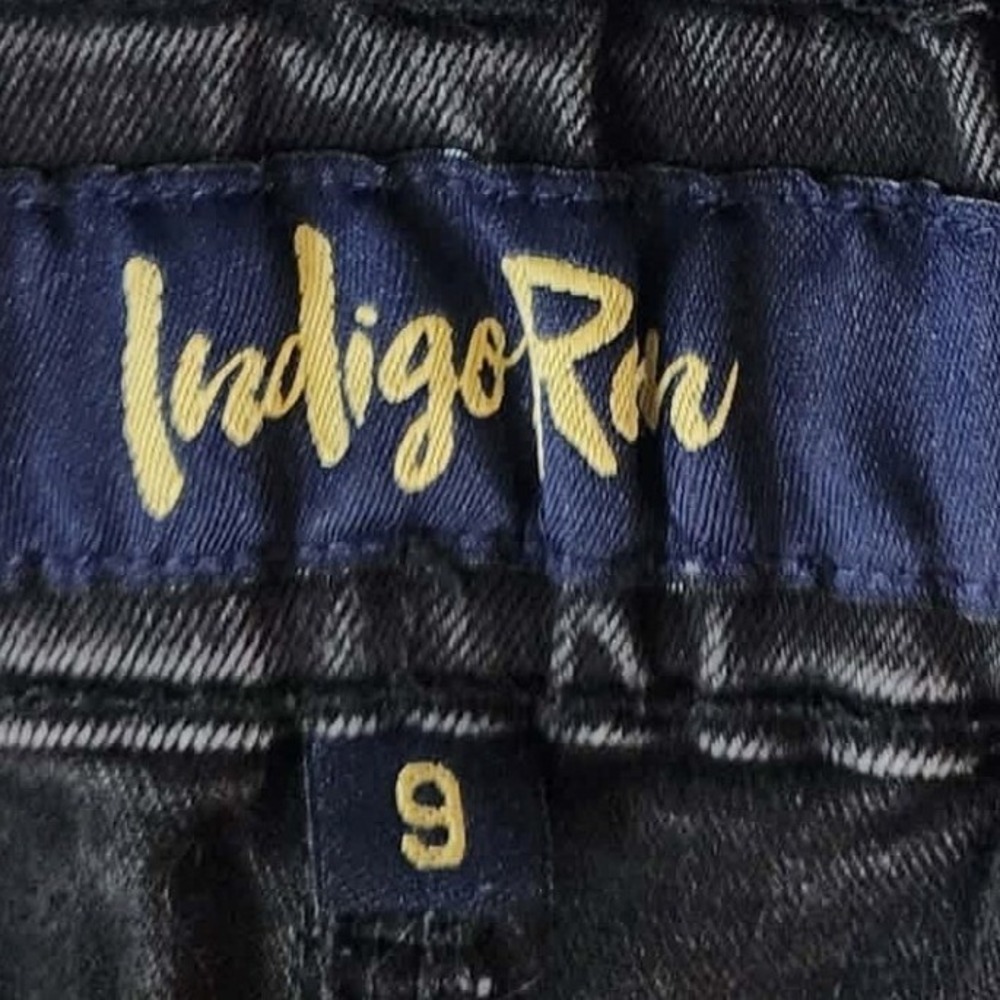 Indigo Rein Denim Shorts 9 Black High Rise Edgy Boho Acid‎ Wash Grunge Festival - Picture 4 of 7